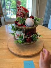 Load image into Gallery viewer, Gingerbread Themed 2 Tiered Decorative Tray 5