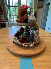 Load image into Gallery viewer, Gingerbread Themed 2 Tiered Decorative Tray 2