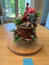 Load image into Gallery viewer, Gingerbread Themed 2 Tiered Decorative Tray 5