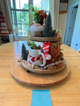 Load image into Gallery viewer, Gingerbread Themed 2 Tiered Decorative Tray 2