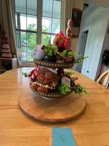 Gingerbread Themed 2 Tiered Decorative Tray 6