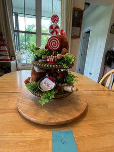 Gingerbread Themed 2 Tiered Decorative Tray 6