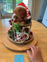 Load image into Gallery viewer, Gingerbread Themed 2 Tiered Decorative Tray 7