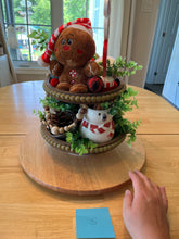 Load image into Gallery viewer, Gingerbread Themed 2 Tiered Decorative Tray 5