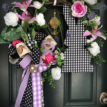 将图片加载到图库查看器，Custom Designer Handmade Spring Check Bunny Floral wreath