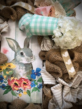 Cargar imagen en el visor de la galería, Custom designer handmade Burlap Bunny Wreath