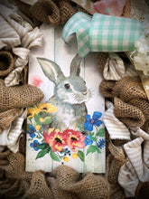 Cargar imagen en el visor de la galería, Custom designer handmade Burlap Bunny Wreath