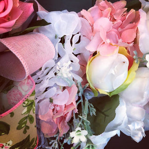 Custom Designer Handmade Pink, coral, cream and white wreath