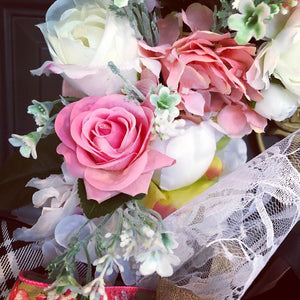 Custom Designer Handmade Pink, coral, cream and white wreath