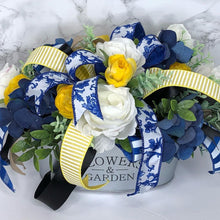 Load image into Gallery viewer, Custom Designer Handmade Yellow, White and Blue centerpiece / Table Arrangement / Table Decor