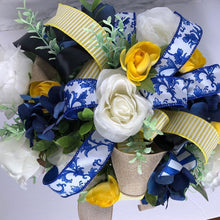 Load image into Gallery viewer, Custom Designer Handmade Yellow, White and Blue centerpiece / Table Arrangement / Table Decor