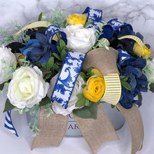 Load image into Gallery viewer, Custom Designer Handmade Yellow, White and Blue centerpiece / Table Arrangement / Table Decor