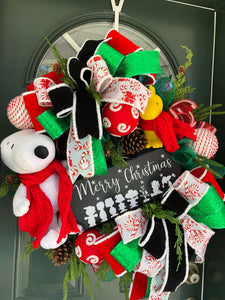 XL Snoopy and Woodstock Christmas Wreath