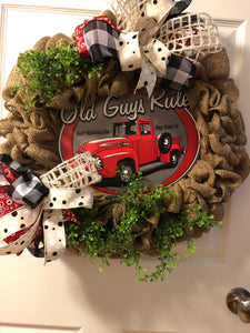 Custom Designer Handmade Old Guys Rule Wreath