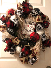 Cargar imagen en el visor de la galería, Custom designer handmade Classic Black Truck Merry Christmas Wreath