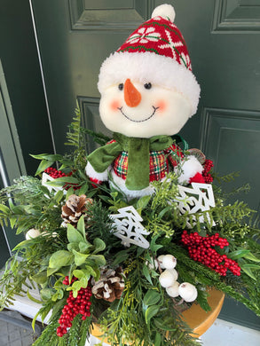 Pedido personalizado de boneco de neve de inverno / peça central de Natal