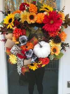 Custom Order Fall Floral Wreath