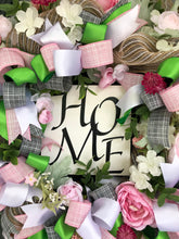 Cargar imagen en el visor de la galería, Custom Designer Handmade Pink, Green, Natural and White Home Wreath