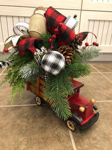 Classic Red Truck Christmas centerpiece / Table Arrangements /  Table Decor