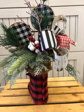 Load image into Gallery viewer, Custom designer handmade Buffalo Plaid Santa Centerpieces / Table Arrangements /  Table Decor