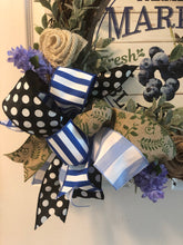 Load image into Gallery viewer, Custom Designer Handmade Farmer&#39;s Market Blueberries Wreath