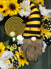 Load image into Gallery viewer, Bee Gnome Floral Wreath