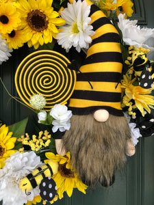 Bee Gnome Floral Wreath