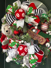 Load image into Gallery viewer, XL Christmas Teddy Bear and Truck Wreath