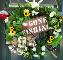 Load image into Gallery viewer, Custom Designer Handmade Gone Fishing Wreath