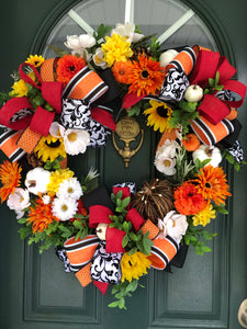 Custom Order Fall Floral Wreath