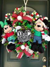 Load image into Gallery viewer, XL Mickey and Minnie Merry Christmas Wreath