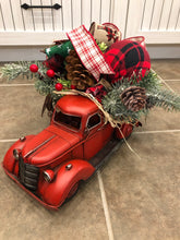 Cargar imagen en el visor de la galería, Custom Designer Handmade Classic Red Truck Christmas centerpiece / Table Arrangement / Table Decor