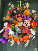 Load image into Gallery viewer, XL Mickey and Minnie Hocus Pocus Halloween Wreath