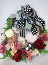 Load image into Gallery viewer, Custom Designer Handmade Mauve, Burgundy, Pink and White Fall Wreath