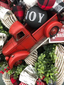 Custom designer handmade Classic Red Truck Merry Christmas Wreath