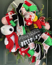 Load image into Gallery viewer, XL Snoopy and Woodstock Christmas Wreath