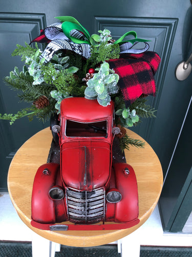 Classic Red Christmas Truck Christmas / Winter Centrepiece