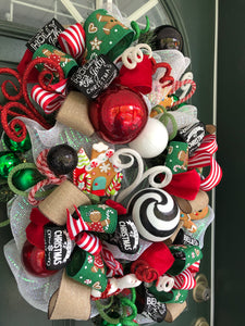 Custom Designer Handmade Gingerbread themed Christmas wreath