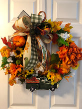 Load image into Gallery viewer, Custom Designer Handmade Fall green classic truck wreath