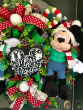 Load image into Gallery viewer, XL Mickey and Minnie Merry Christmas Wreath