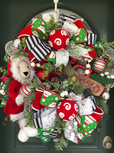 XL Christmas Teddy Bear and Truck Wreath