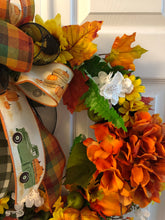 Load image into Gallery viewer, Custom Designer Handmade Fall green classic truck wreath