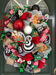 Custom Designer Handmade Gingerbread themed Christmas wreath