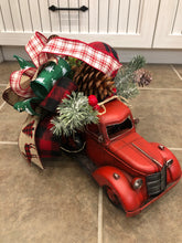 Cargar imagen en el visor de la galería, Custom Designer Handmade Classic Red Truck Christmas centerpiece / Table Arrangement / Table Decor