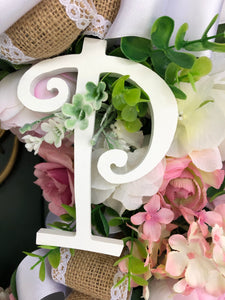 Custom designer handmade Monogrammed Spring / Summer Wreath