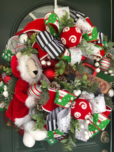 Load image into Gallery viewer, XL Christmas Teddy Bear and Truck Wreath