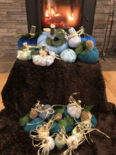 Charger l&#39;image dans la galerie, Custom designer handmade Blue and teal plush/foam fabric pumpkins