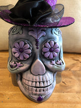 Cargar imagen en el visor de la galería, Custom Designer Handmade Day Of The Dead / Dia de los muertos Ceramic skull centerpiece / Table Arrangements / Table Decor