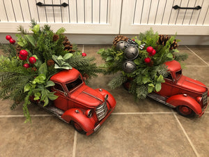 Classic Red / Blue/ Cream Christmas Truck Christmas / Winter centrepiece