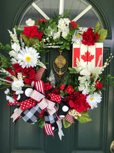 Cargar imagen en el visor de la galería, Custom designer handmade Canada Day Wreath 